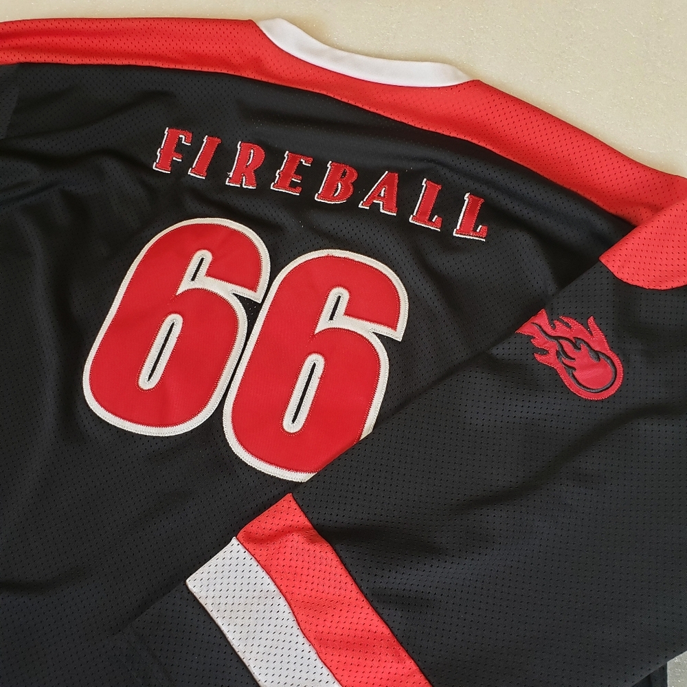 Fireball Whiskey Men's XL Red Dragon Hockey Jersey  Stitched Lettering #66